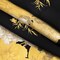 1 Panel Exclusive Gold and Black Silk Charmeuse 53" Wide Floral Border Print for Dresses & Blouses